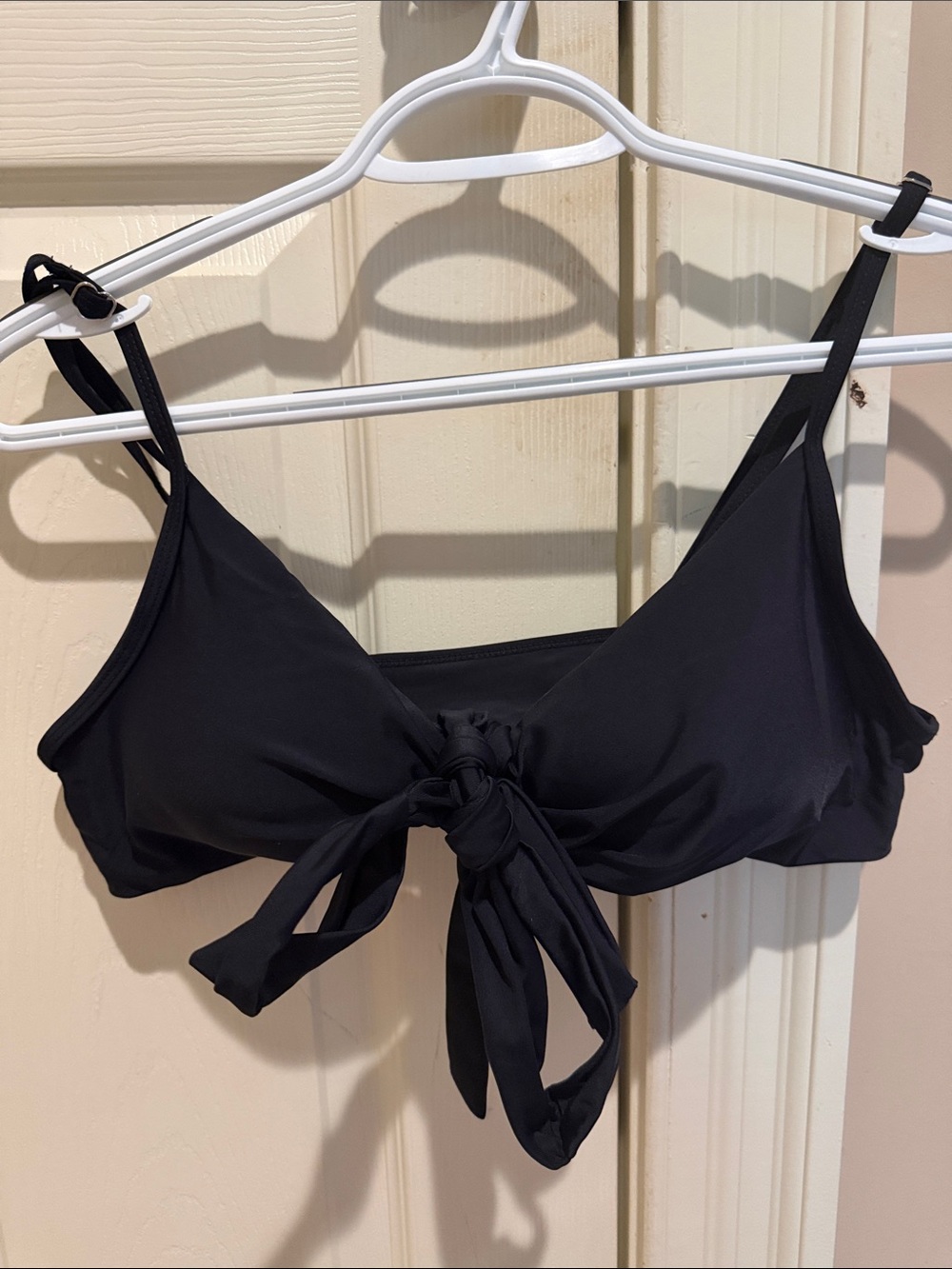 Black Tie-Front Bralette Bikini Top - Women